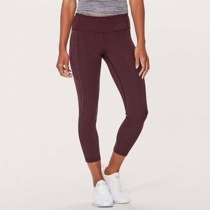 lululemon extra mile crop reflective 23 garnet red leggings